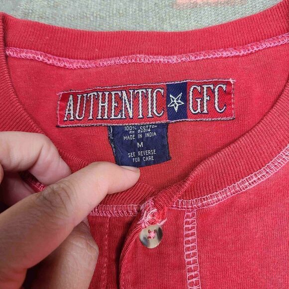 Authentic GFC Shirt Men Medium Red Short Sleeve Heavy Cotton Vintage 90s - Picture 3 of 5